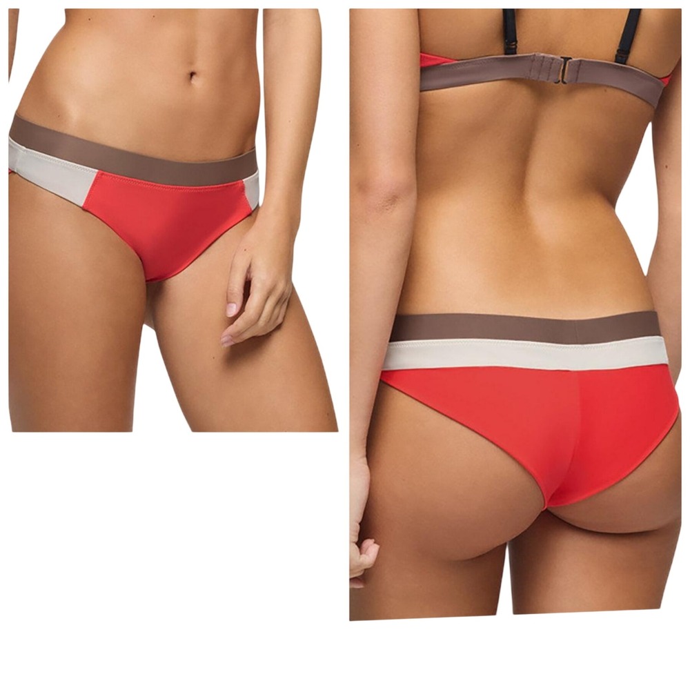 Prana Baja Bound Cheeky Bottom Womens Medium Rose Fire Colorblock NWT 2080641